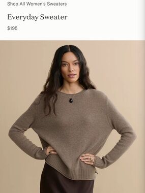 JENNI KAYNE Everyday wool/cashmere Crewneck Sweater - Taupe Small